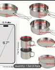 ποΈ 8-Piece Stainless Steel Camping Cookware Set π³π₯