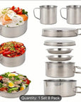 ποΈ 8-Piece Stainless Steel Camping Cookware Set π³π₯