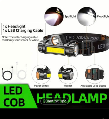 💡 Rechargeable LED Headlamp (Spotlight Beam)