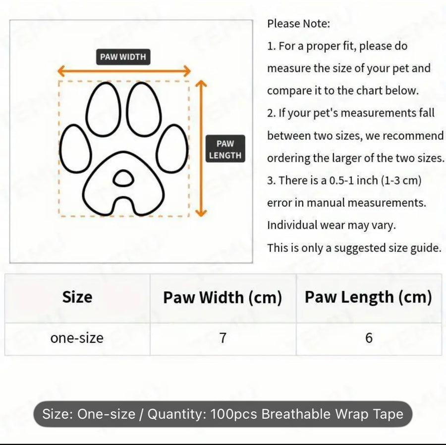 100pcs Pet Bandages – Non-Sticky Wraps